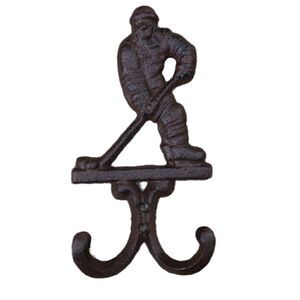 Ice hockey brown hook for keys for coats iron cast reliable sturdy(2/pack)